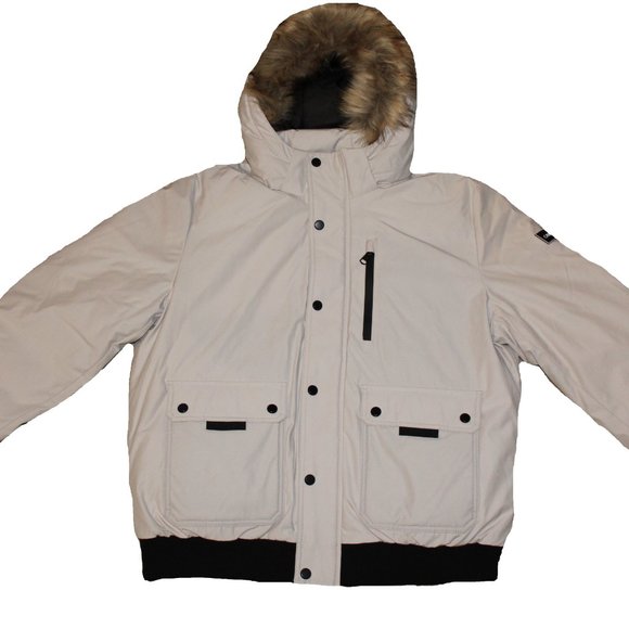 calvin klein bomber jacket with faux fur hood